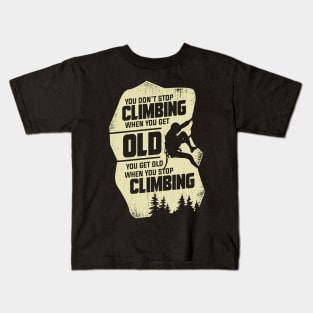 Climbing Old Man Rock Climber Grandpa Gift Kids T-Shirt